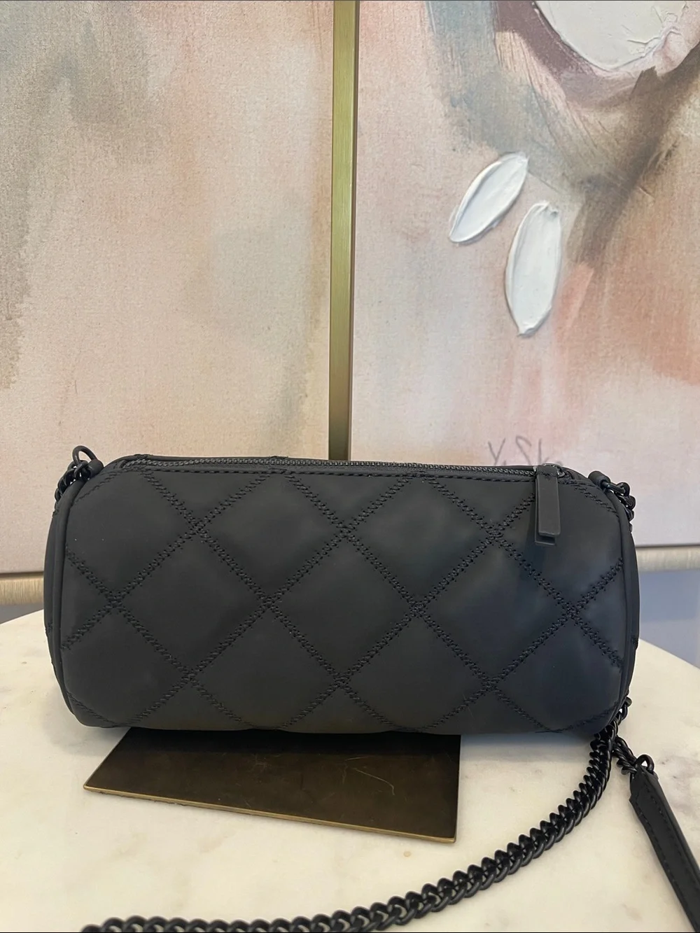 Tory Burch Black Willa Vegan Leather Barrel Crossbody
